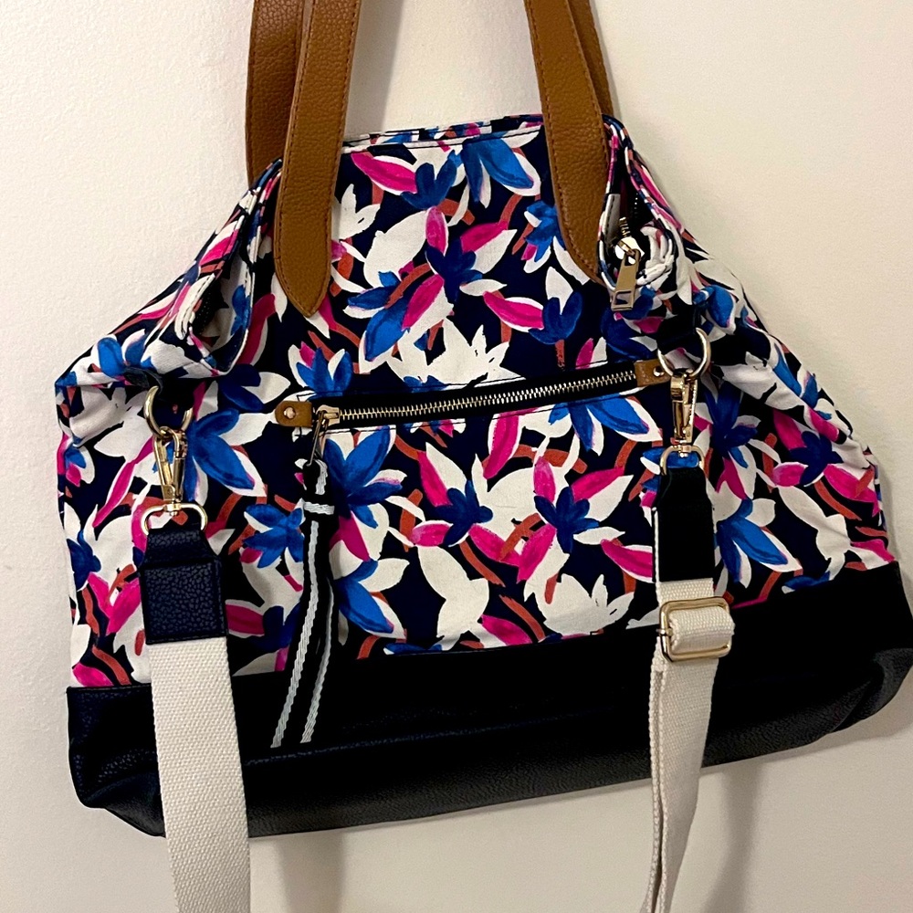 A New Day Floral Boho Print Overnight / Weekender Crossbody / Shoulder Strap Bag